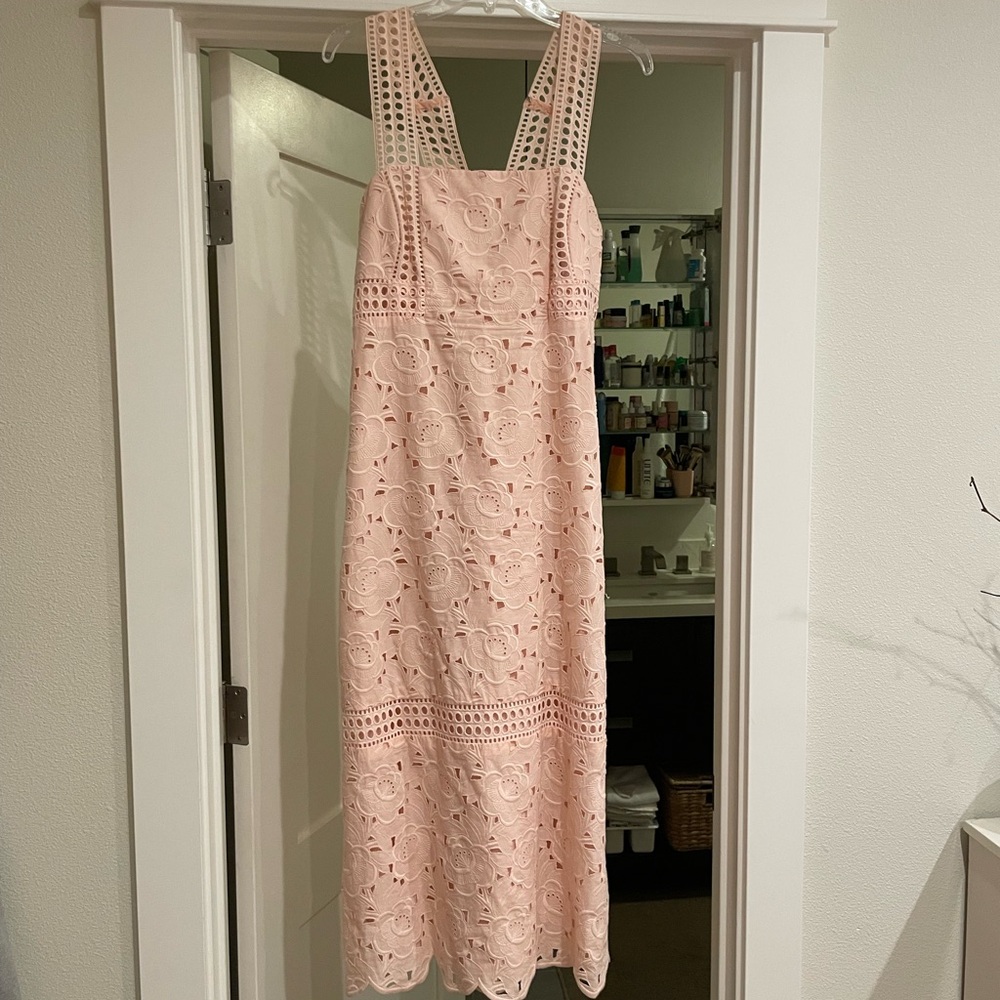 J. Crew Blush Lace Midi Dress